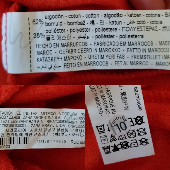 🌷ZARA • Orange Tweed-effect Short Puff Sleeve A-Line Shift Dress NWT - Picture 15 of 15